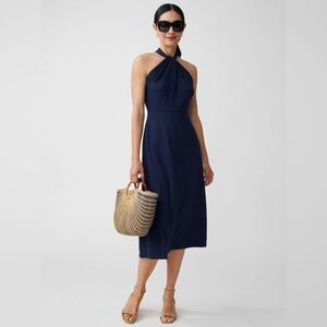 NWT J. Mclaughlin Alessia Dress Navy Twist Neck Halter Medium